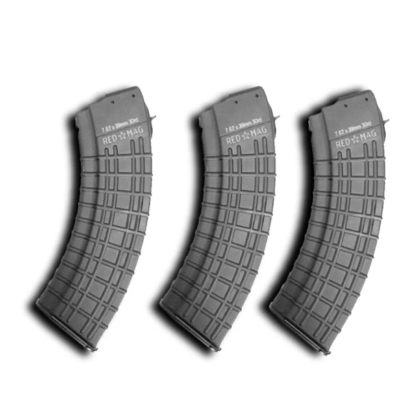 RED MAG3 AK-47 30 Round Magazine - 7.62 x 39mm - Bulgarian Made -Polymer Steel Reinforced  Pack Bundle -